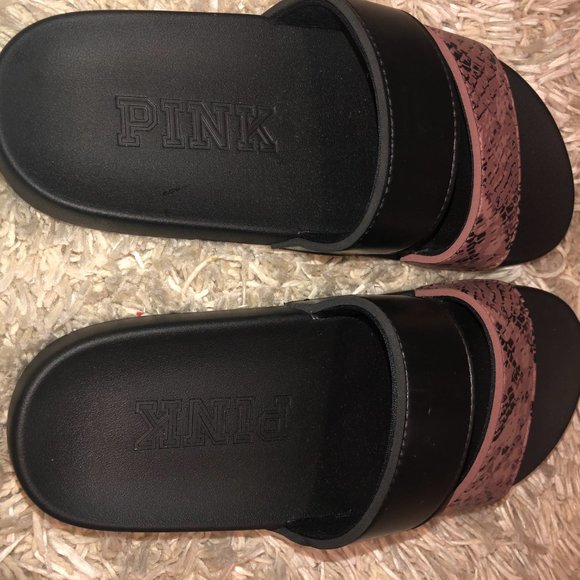 Victoria Secret PINK Pink Purple Print Logo Slides - Picture 2 of 6